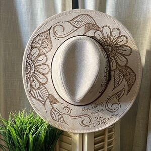 Floral Cream Wide Brim Hat